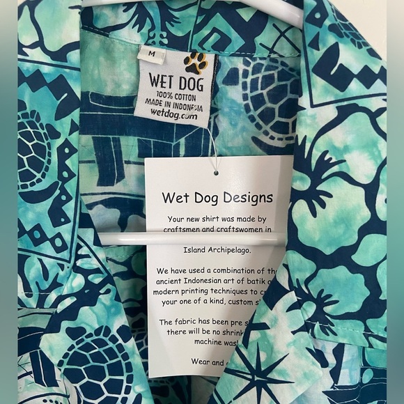 Wet Dog Designs 100% Cotton Hawaiian Button Up Shirt Size Medium-New - Picture 3 of 7